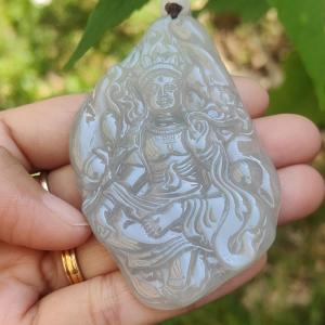 Rare Premium Quality Natural Type A Jadeite Jade crafted with Tara as a pendant with certificate weigh 46.31 grams measurement 72.7 * 46.2 * 8.3 mm (pendant194)