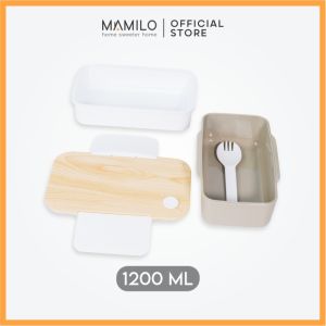 MAMILO Lunch Box Stainless Steal Kotak Makan Tutup Motif Kayu