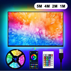 lampu raya klip klip pelita raya Bluetooth LED Strip Lights Tape led light for room fairy lights 1M 2M 3M 5M RGB 2835 SMD Luces Flexible Ribbon USB TV Background Tape Diode LED Christmas Night Light For Room DC5V