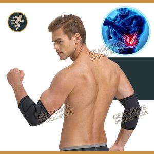 GEARDRIVE 2Pieces Fitness Elbow Brace Compression Support Sleeve For Tendonitis Tennis Basketball Cycling Treatment Reduce Joint Pain During Any Activity