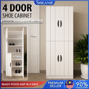 SOKANO HP066 Shoe Cabinet With 4 Door Large Size Shoe Cabinet Shoe Rack Wooden Shoe Cabinet Shoe Organizer Furniture Kabinet Kasut Almari Kasut Perabot Murah Rumah