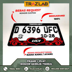 Frame + Plat Nomor Motor Akrilik Motif LOVE (SATUAN)