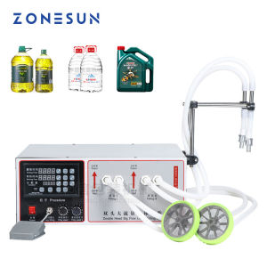 ZONESUN Liquid Filling Machine Double Nozzles Semi-Automatic Palm Olive Drink Water Bottle Filler Cooking Oil Soya Milk  ZS-GFK17B