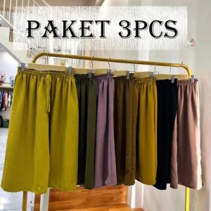 Paket 100rb 7pcs Celana Kulot Crinkle 7/8 Pinggang Karet Melar Jumbo
