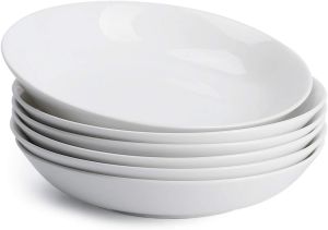 DAFIFY 8 inch Ceramic Salad Bowls Porcelain Pasta Soup Plates Microwave Dishwasher Oven Safe