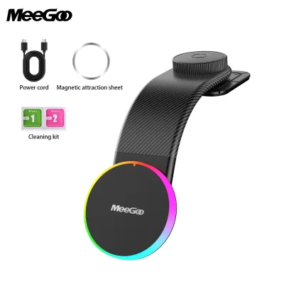 MeeGoo Magnetic Phone Holder 15W Wireless Charging Magsafe Car Dashboard Phone Stand 360° Rotation Foldable With Colorful Light