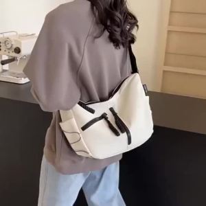 Casual Nylon Crossbody Bag Student School Shoulder Bag Women Tas Silang Besar Lelaki Wanita