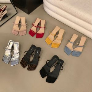 Temperament High-heeled Slippers Womens Shoes Wear Summer French Sandals with Skirts and Beautiful Sandals