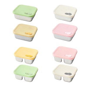 Stainless Storage Container With Leak proof Lid Square Lunch Box Salad Container For Office Worker
