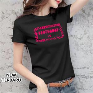 BAYAR DI TEMPAT(COD)-Kaos Oblong Wanita Yes Terday Distro Cewek Atasan Kekinian Murah Lengan Pendek Tumblr Tee Casual T-shirt Cotton Combed Tshirt Pakaian Olahraga Santai Remaja Dewasa Abg