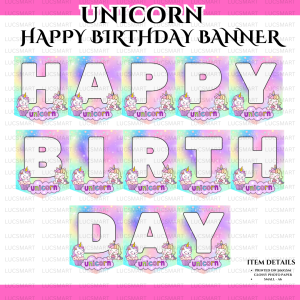 LUCSMART printsNcrafts Unicorn Themed Birthday Banner Set