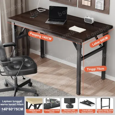 Meja Lipat Portable Dua Lapisan Meja makan Meja Belajar Meja Pelatihan Serbaguna Meja Kantor Besi