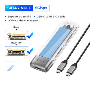 ORICO M.2 Vỏ đựng ổ SSD kép giao thức NVMe ổ SSD SATA bao vây dụng cụ bằng kim loại miễn phí 10gbps M.2 đến loại USB C Bộ chuyển đổi bên ngoài trong suốt di động