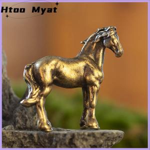 tantuoye รูปปั้นม้าทำจากทองเหลืองโบราณหางยาวขนาดเล็กเครื่องประดับฮวงจุ้ยจักรราศีทองแดงรูปสัตว์ขนาดเล็กงานฝีมือตกแต่งเดสก์ท็อป