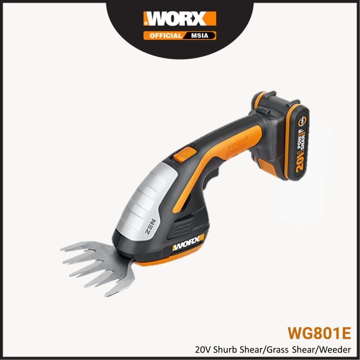 WORX WG801E 20V 2.0Ah ZEN 4 Shear & 8 Shrubber Trimmer with Power Share ...