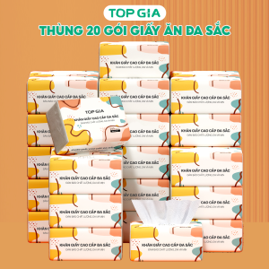 Giấy ăn rút Topgia thùng 30 gói đa sắc cao cấp 240 tờ 4 lớp dập vân 4D mềm mịn thấm hút tốt