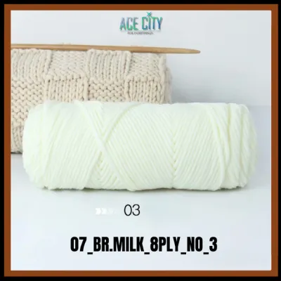 Benang Rajut Katun Sutra Susu 8Ply Besar / Katun Susu Import Big 8ply (100gram) Part 1