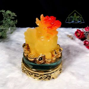 Tượng tỳ hưu phong thủy bằng bột đá trấn trạch chiêu Tài cao 15 cm rộng 10 cm đế xoay