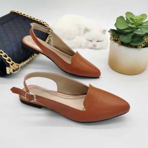 Liliw (by Sam&Max 042) Pointed Flat Leather Slingback Mules (Narrow Fit)