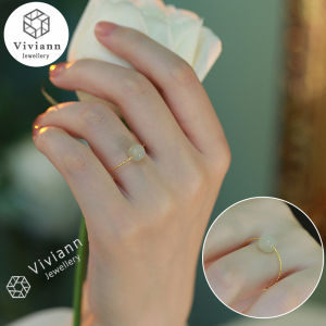 Viviann Original Green White Hetian Jade Ring Chinese Jadeite Amulet Fashion Charm Jewelry Hand Crafts Gifts for Women jade ring women party wedding jewelry gift rings for women