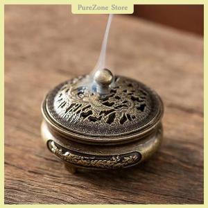 [PureZone] Dragon Phoenix Pocket Hollow Out Incense Stick Brass Incense Holder Utensils Incense Lotus Incense Censer