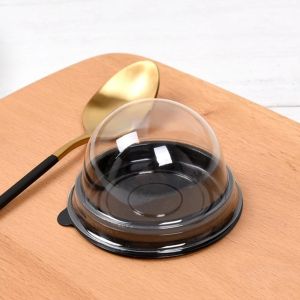 50 PCS Round Egg Yolk Pastry Packaging Cupcake Container Disposable Food Grade Plastic Wedding Birthday Gifts Supplies Packing Box Food Storage