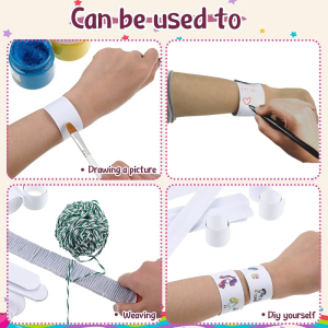 30Pieces/set White DIY Slap Bracelets Bands Kids Party Bracelet Favors Painting Pat Ring Snap Bracelets Wristbands