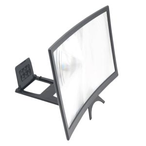 QINJUE 1Pcs 1200R Curved Screen Phone Screen Magnifier 12Inch 2-4X Zoom Smartphone Screen Enlarger Durable Acrylic Lens Movie Video Amplifier Holder for Home Theater Movie Video
