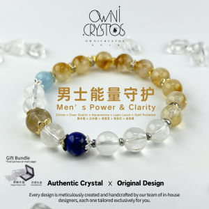 【OwniCrystos】Citrine Clear quartz for Fortune & Healing Lapis lazuli Natural crystal bracelet bangle 黄水晶 白水晶 水晶手链手串