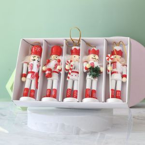 LABAICAI 5PCS Cổ điển Kẹp hạt dẻ giáng sinh Sơn Đồ thủ công Búp bê lính Quà Tặng Lễ Hội Lính Bức tượng thủ công Năm mới