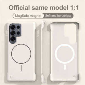 For Magsafe Slim Frameless Phone Case For Samsung S26 S25 Edge S24 Ultra FE S23 S22 Plus Wireless Charging Matte PC Back Cover