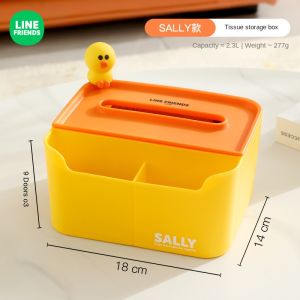 100% Authentic Line Friends Tissue Storage Box Holder Desktop Wide-mouth Waterproof Moisture-proof Multipurpose Home Organizer Toilet LFB148/LFB161