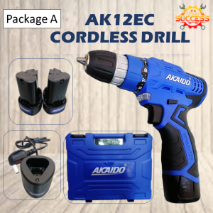 AKAIDO AK12EC Cordless Drill 3/8" (10MM) 25N.M With LED Light Lithium-ion Battery Best For DIY Wood Renovation