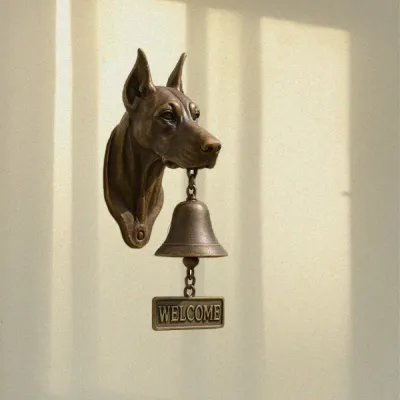 HOUCHU Wall Mount Welcome Doorbell Vintage Unique Puppy Doorbell Durable Rustic Dinner Bell Front Door