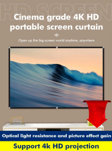 Portable Folding Outdoor HD Movie Screen Curtain Foldable Projector Anti-Crease Punch-Free