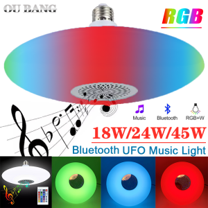 OU BANG Bóng Đèn Bluetooth Thông Minh UFO E27 Đèn RGB Nhiều Màu + Trắng Công Suất Cao 18W/24W/48W Loa Nghe Nhạc Ánh Sáng Nhiều Màu Điều Khiển Từ Xa