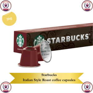 Starbucks Italian Style Roast Coffee Capsules for Nespresso Systems 50 Count Variety Pack 100% Arabica Beans Rich Flavor Good Crema 56g