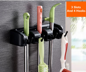 Heavy Duty Wall Mount Mop Broom Holder for Garage Laundry Room Storage Garden Tool Organizer Rack Home Cleaning Supplies