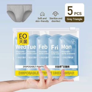 Disposable Underwear Men Plus Size Boxer 100% Cotton Seluar Dalam Pakai Buang Lelaki 一次性内裤 男 5PCS Individual Packing Max 105KG 100% Cotton