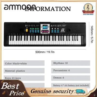 ammoon 61 Keys Digital Music Electronic Keyboard Kids Multifunctional Electric Piano for Piano Student with Microphone Function Musical Instrument