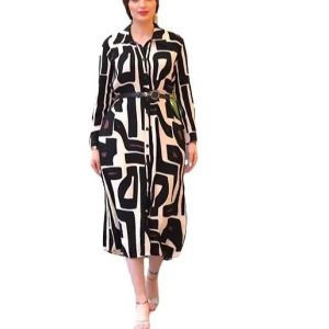 Large Size Muslim Dress Women Printed Shirt-collar Dress for Women  Long Sleeve Morocco Party Dresses Evening Islam Dubai Abaya2026