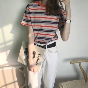 Tsion เสื้อคอกลมลายทาง💥สีพาสเทลสลับสีมินิมอลมากๆ🪐สวยงามหลากหลายดูดีๆแล้วน่าค้นหาตามหามาซื้อได้เลย💥