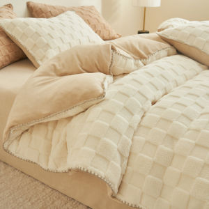 【Super low price】Home Bedding 4 Piece Set Winter Flannel Double-sided Duvet Cover Bed Sheet Pillowcase Flannel Bed Sheets Three Piece Set