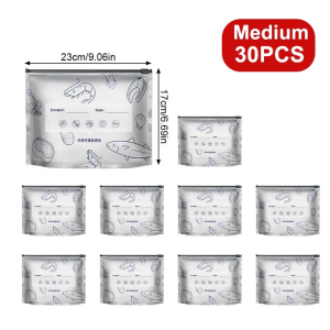 HLINKEY 50PCS Aluminum Foil Fresh-keeping Bags Large Capacity Food Fresh-keeping Bag Leakproof Freezer Safe Kitchen Reusable Zip Lock Bag