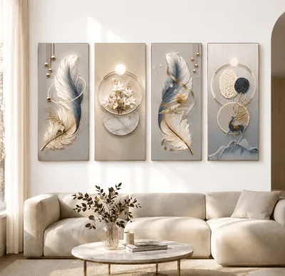 1 SET 4 PCS Hiasan Dinding Minimalis SET 4pcs Dekorasi Ruang Tamu Modern 3D Aesthetic 15X28CM