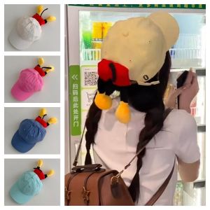 KGASBT Kawaii Parent-child Sunhat Breathable Mouse Sunscreen Peaked Cap Simple Cartoon Children Sun Hat Woman