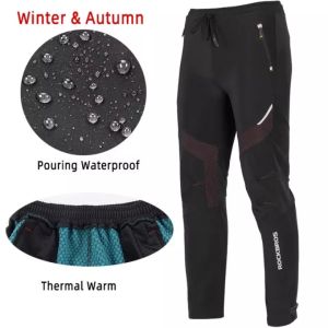 RockBros Sport Leisure Pants Outdoor Climbing Cycling Winter Fleece Thermal Warm Windproof Riding Bicycle Trousers Water Resistant Bike Reflective Trousers Two Colours(just trousers)