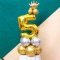 13pcs Balloons Set For Happy Birthday 32inch Number Foil Balloon Stand Kit Kid Boys Girls Gold Crown Balloon Standee Set Baby Shower Party Supplies Home Decor Diy Decoration For Christening. 