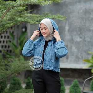 DELLE HOODIE JAKET JEANS WANITA / JAKET WANITA JEANS /JAKET HOODIE WANITA TERBARU
