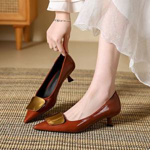 [Free Shipping] Pointed-Toe High Heels Versatile For Petite Figures New Spring/Autumn Style Shallow-Cut Pumps European Style Height-Enhancing